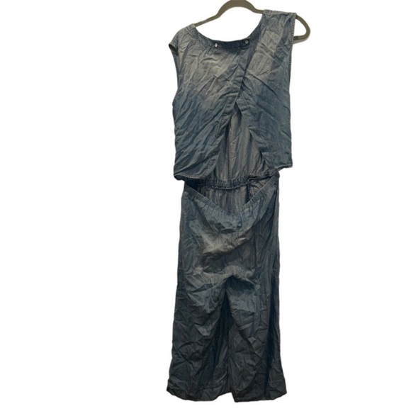 Anthropologie Cloth & Stone Chambray blue distressed-look Sleeveless jum… - Picture 6 of 6